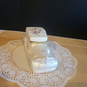 Vintage Berger Made in Italy Ceramic Antique Car Trinket Box Wedding Trinket